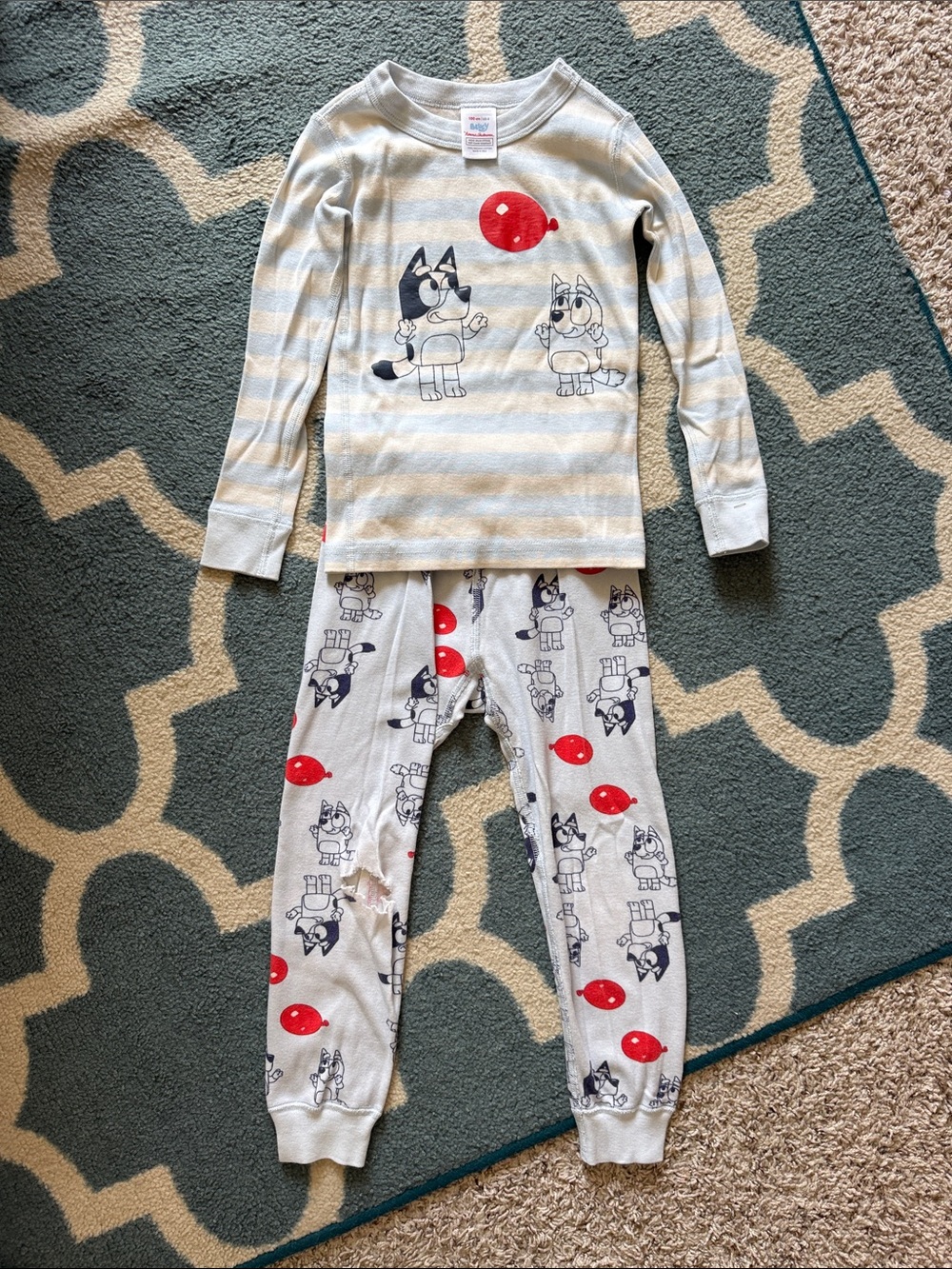 Hanna Andersson Light Blue, Navy & Red Balloon Bluey Pajama Set